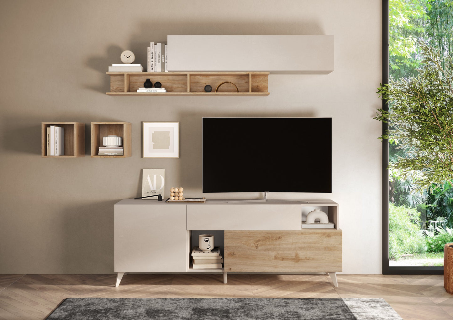 TV galds MONACO - Cashmere / Light Oak