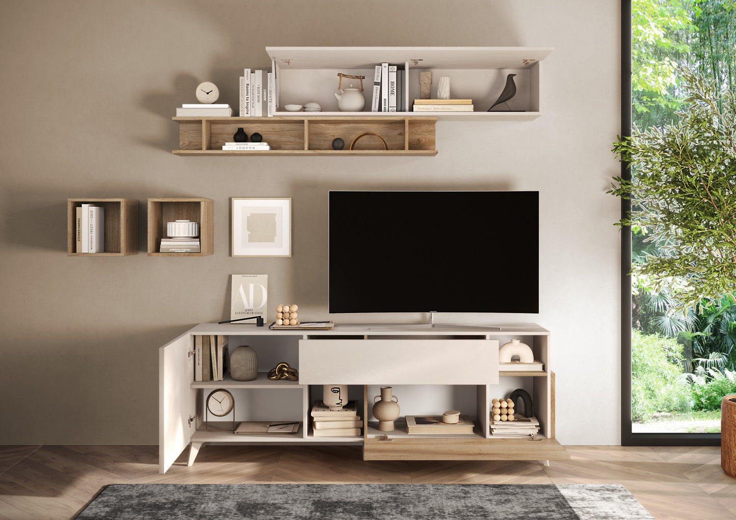 TV galds MONACO - Cashmere / Light Oak