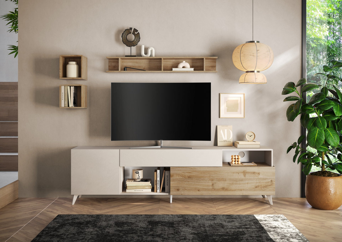 TV galds MONACO I - Cashmere / Light Oak