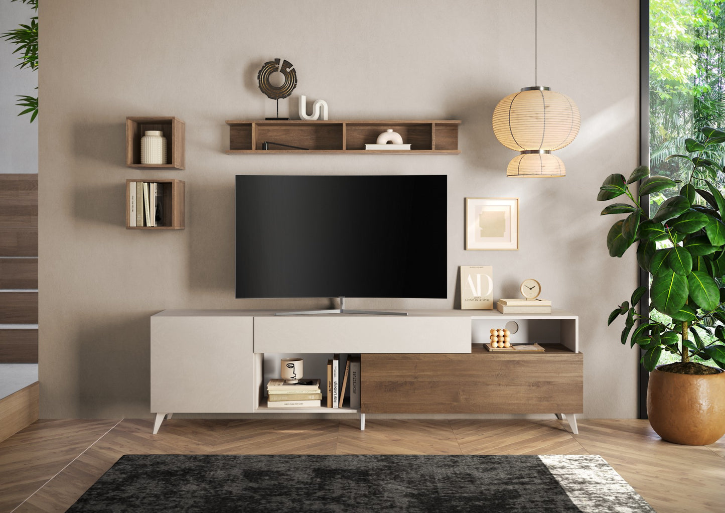 TV galds MONACO I - Cashmere / Dark Oak