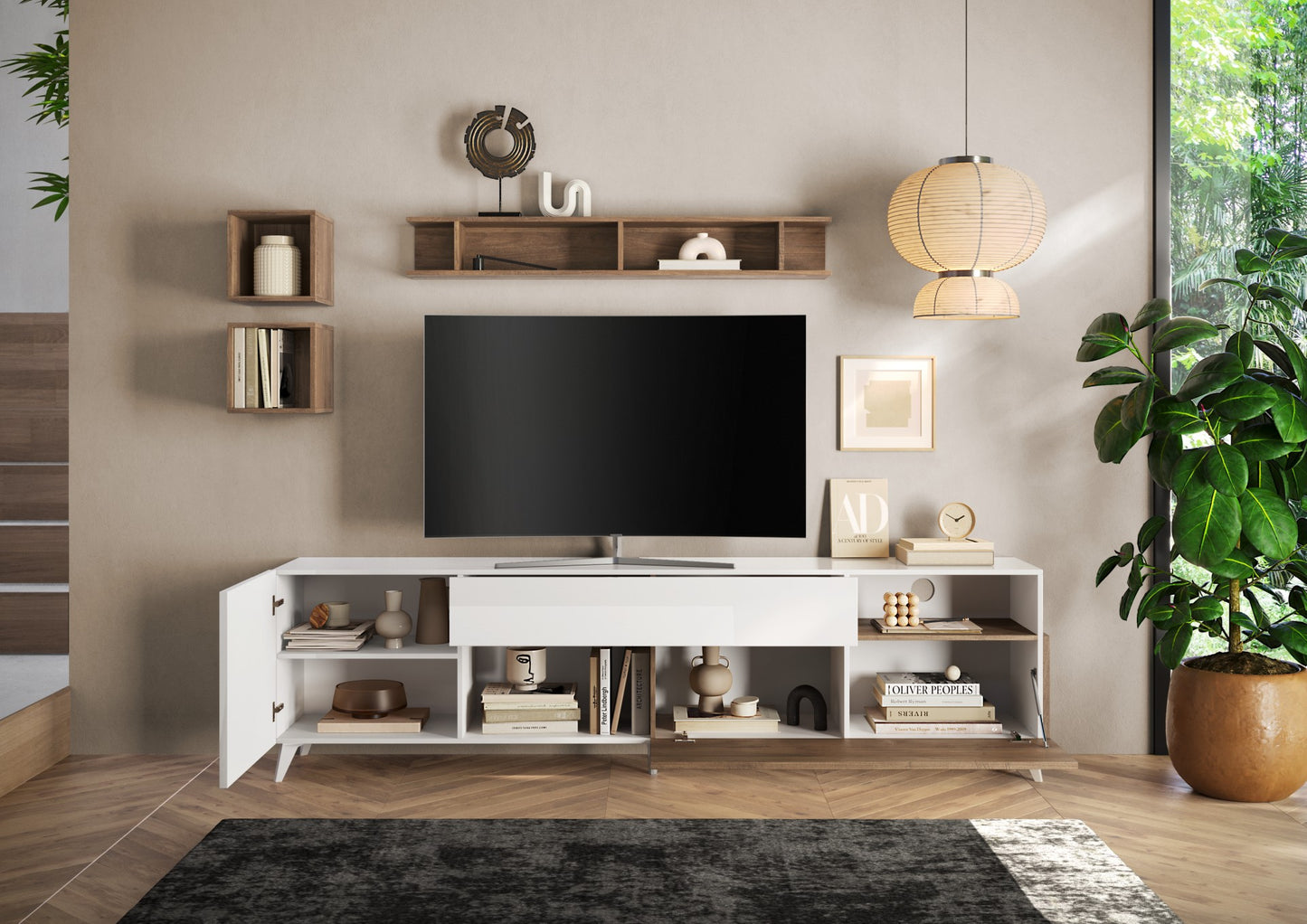 TV galds MONACO I - White / Dark Oak