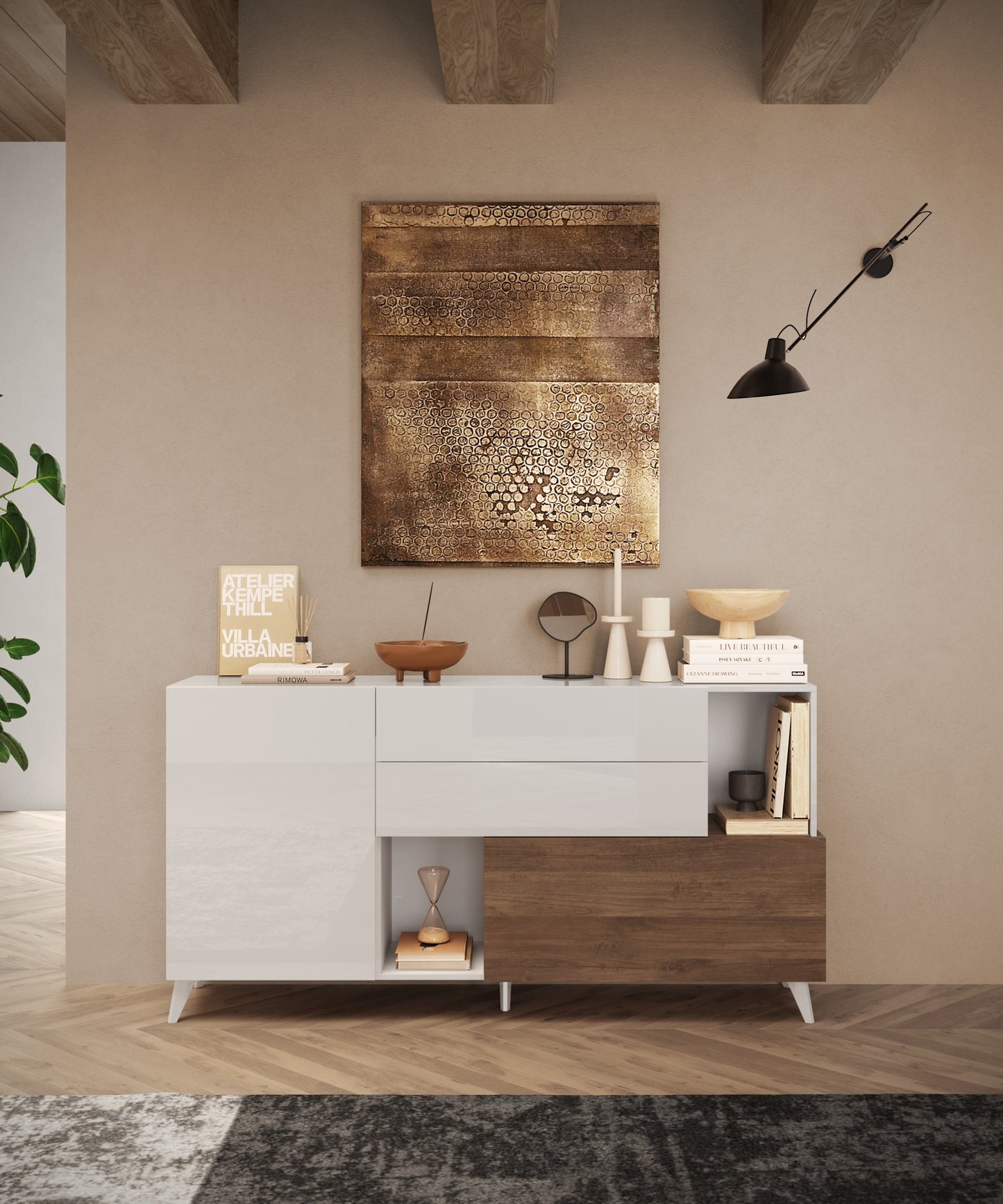 Kumode MONACO - White / Dark Oak
