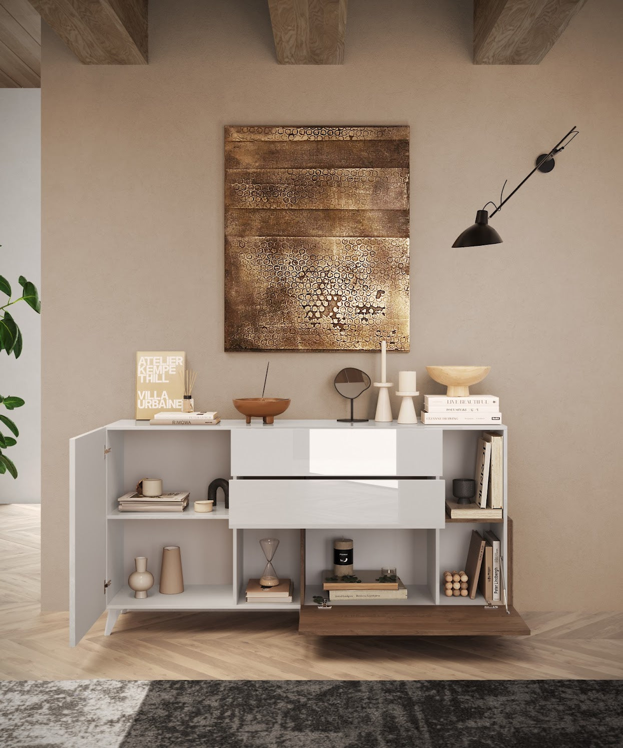 Kumode MONACO - White / Dark Oak