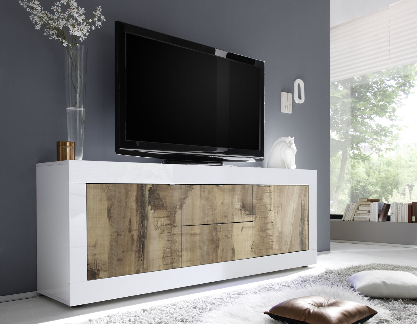 TV Galds/ zemā kumode BASIC - Balta- Pero