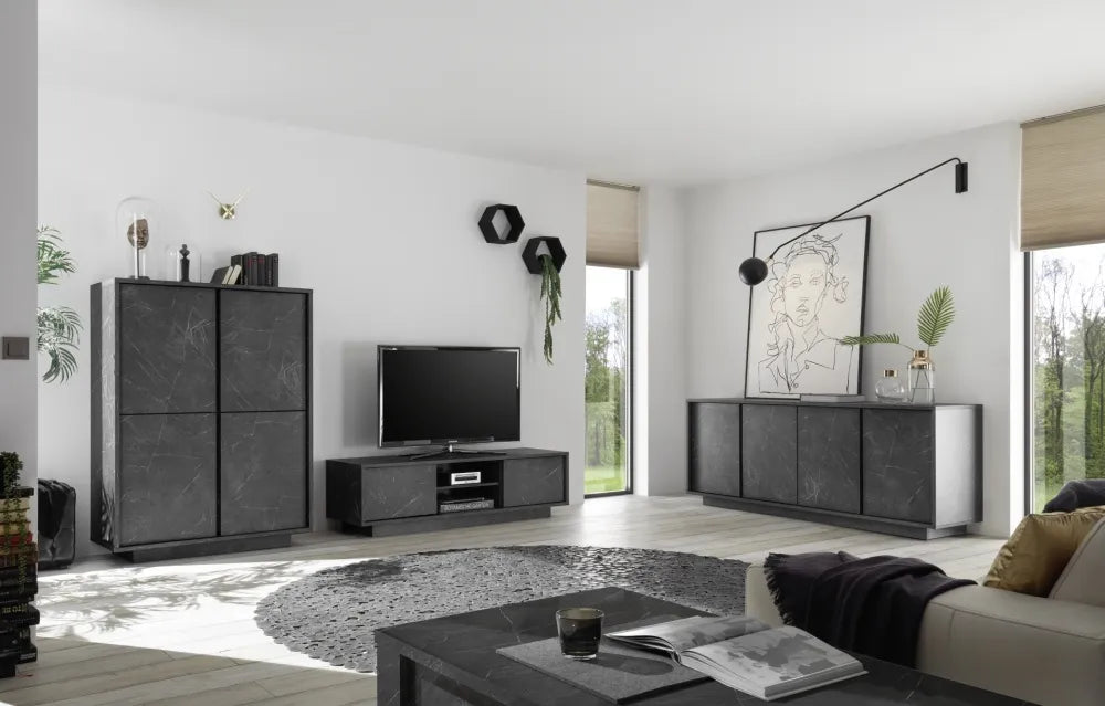 Augstā kumode CARRARA- Melna