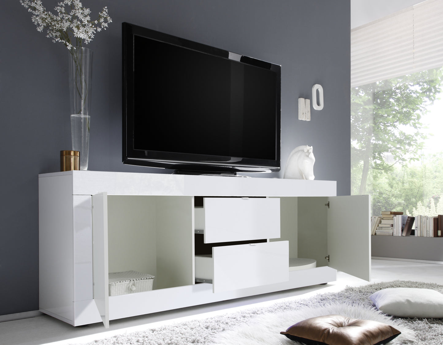 TV Galds/ zemā kumode BASIC - Balta