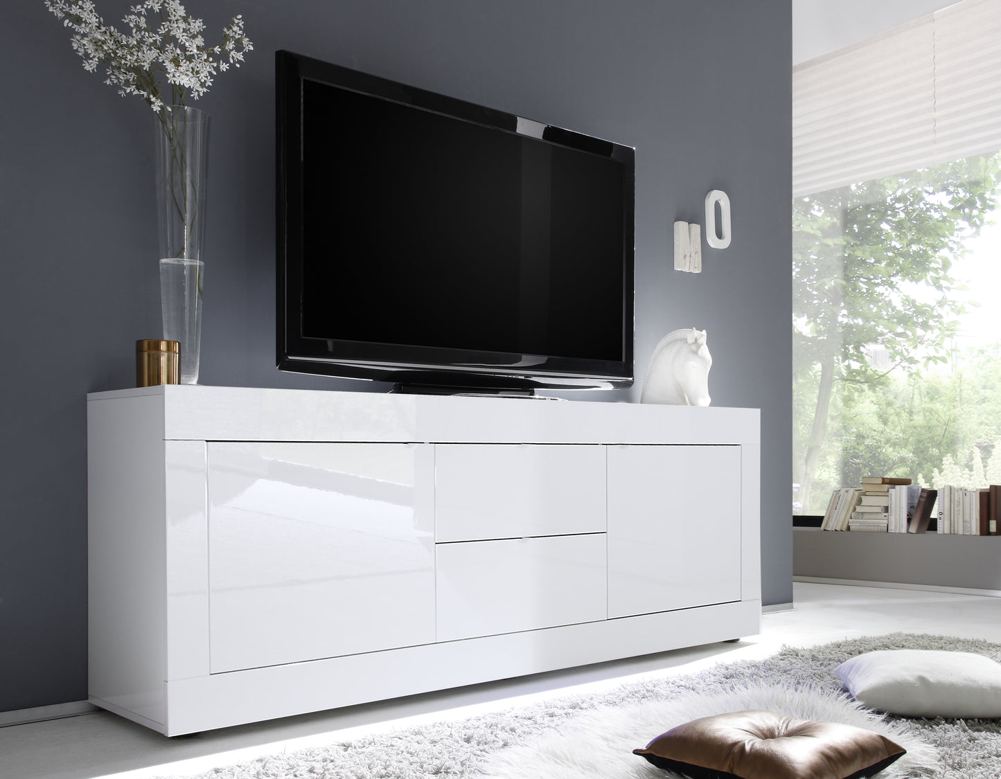 TV Galds/ zemā kumode BASIC - Balta