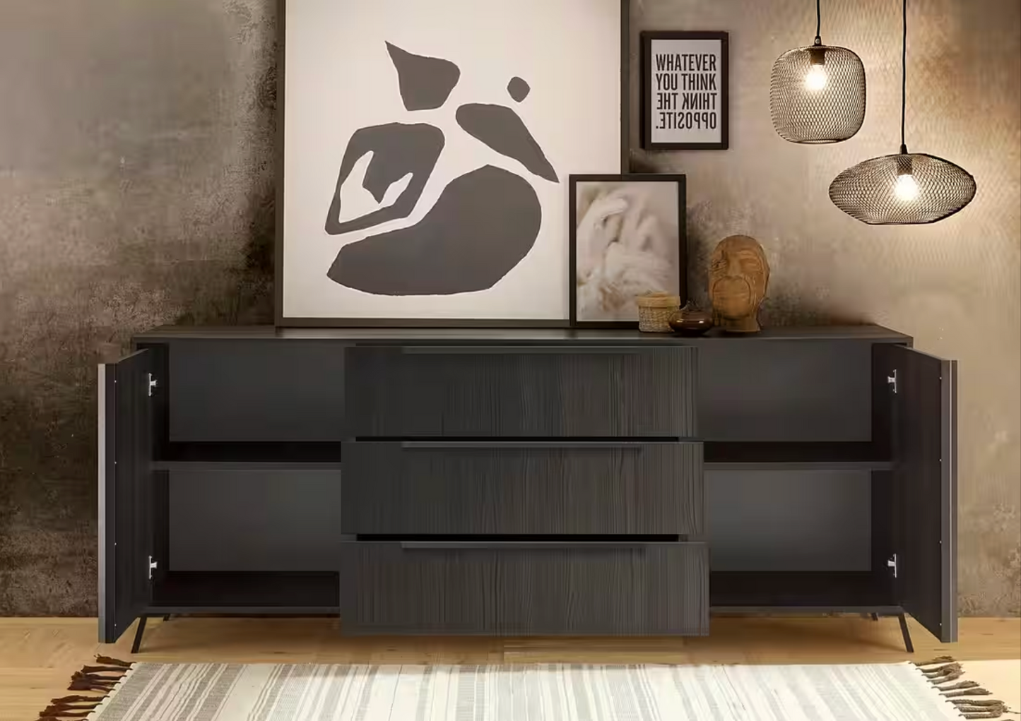 Kumode ar atvilktnēm CITY - Melna