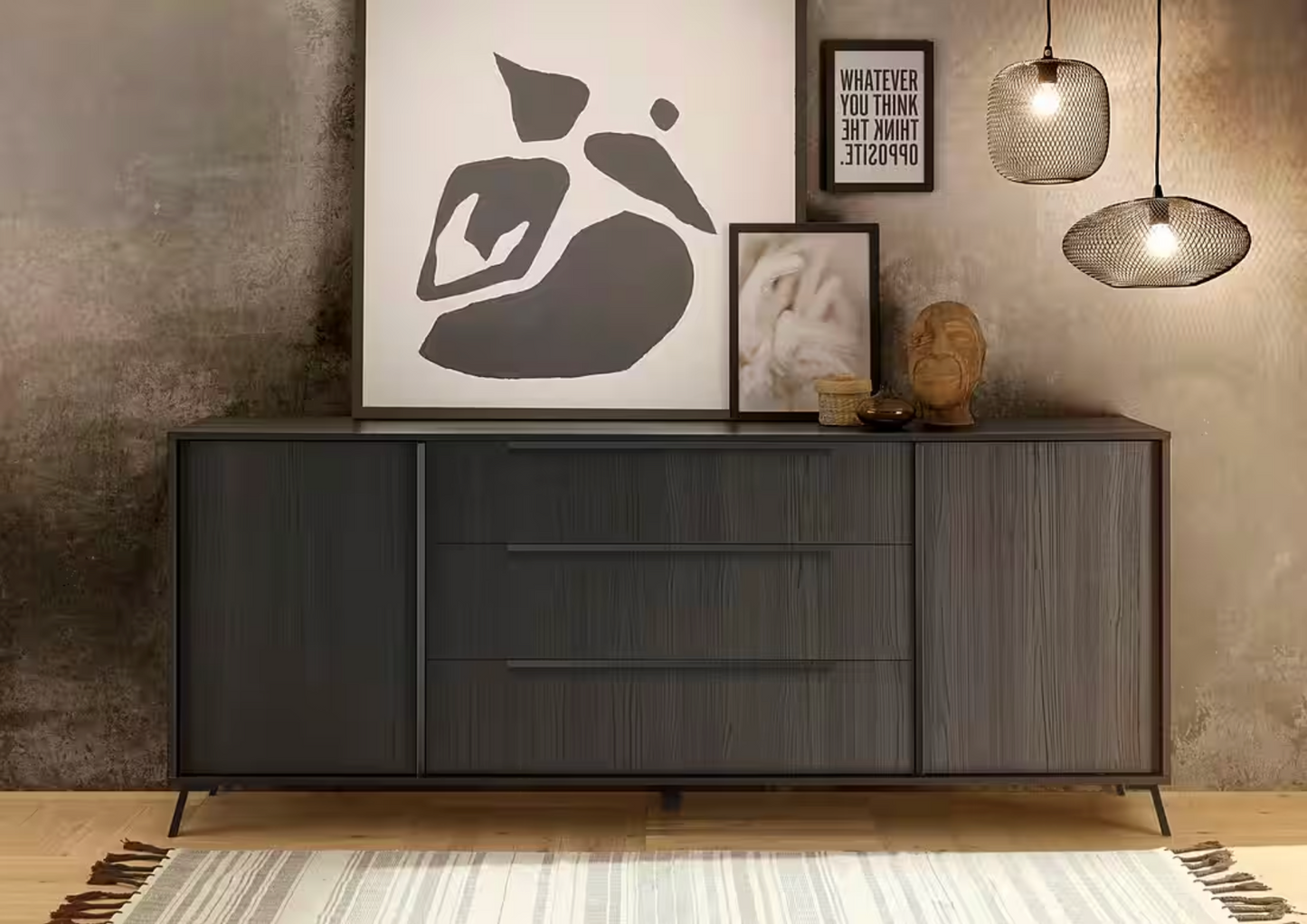 Kumode ar atvilktnēm CITY - Melna