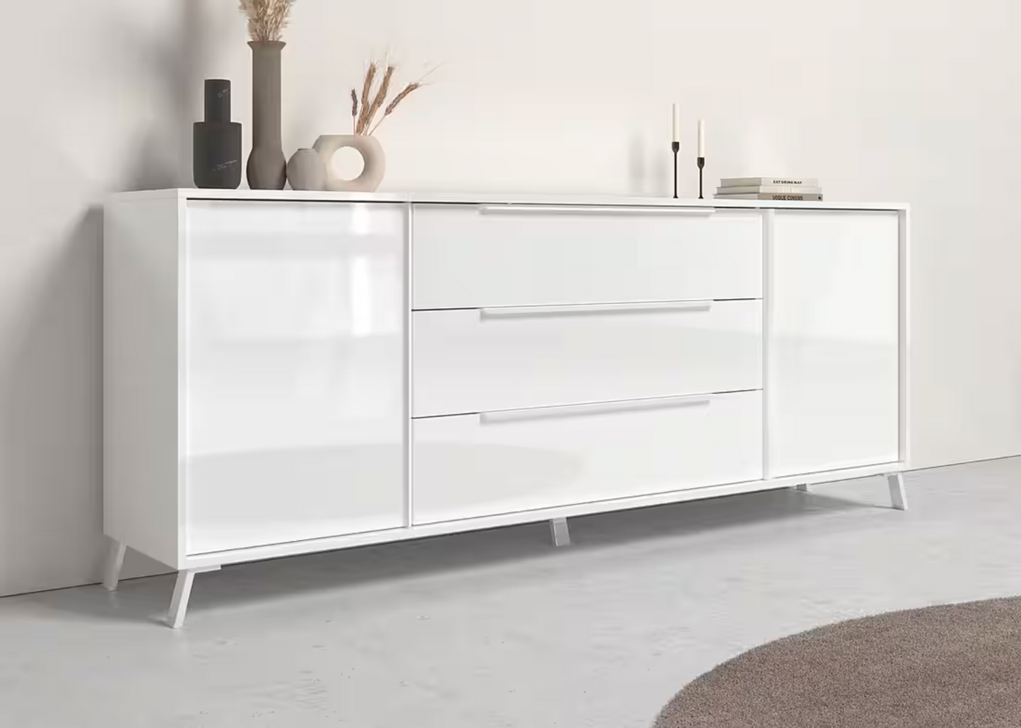 Kumode ar atvilktnēm CITY - Balta